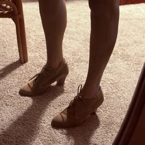 Audrey Brooke Shoes - Suede, Tie Booties